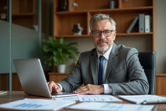 Conseiller financier analysant les tendances et données du marché immobilier français en 2024