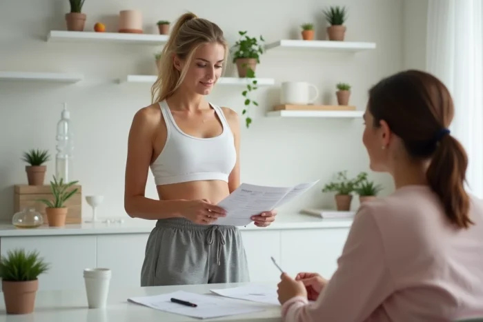 Femme consultant une nutritionniste Naturhouse pour un programme minceur de trois semaines