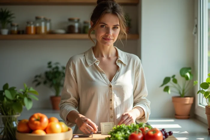 Femme préparant un repas sain à domicile dans le cadre du programme minceur Naturhouse trois semaines
